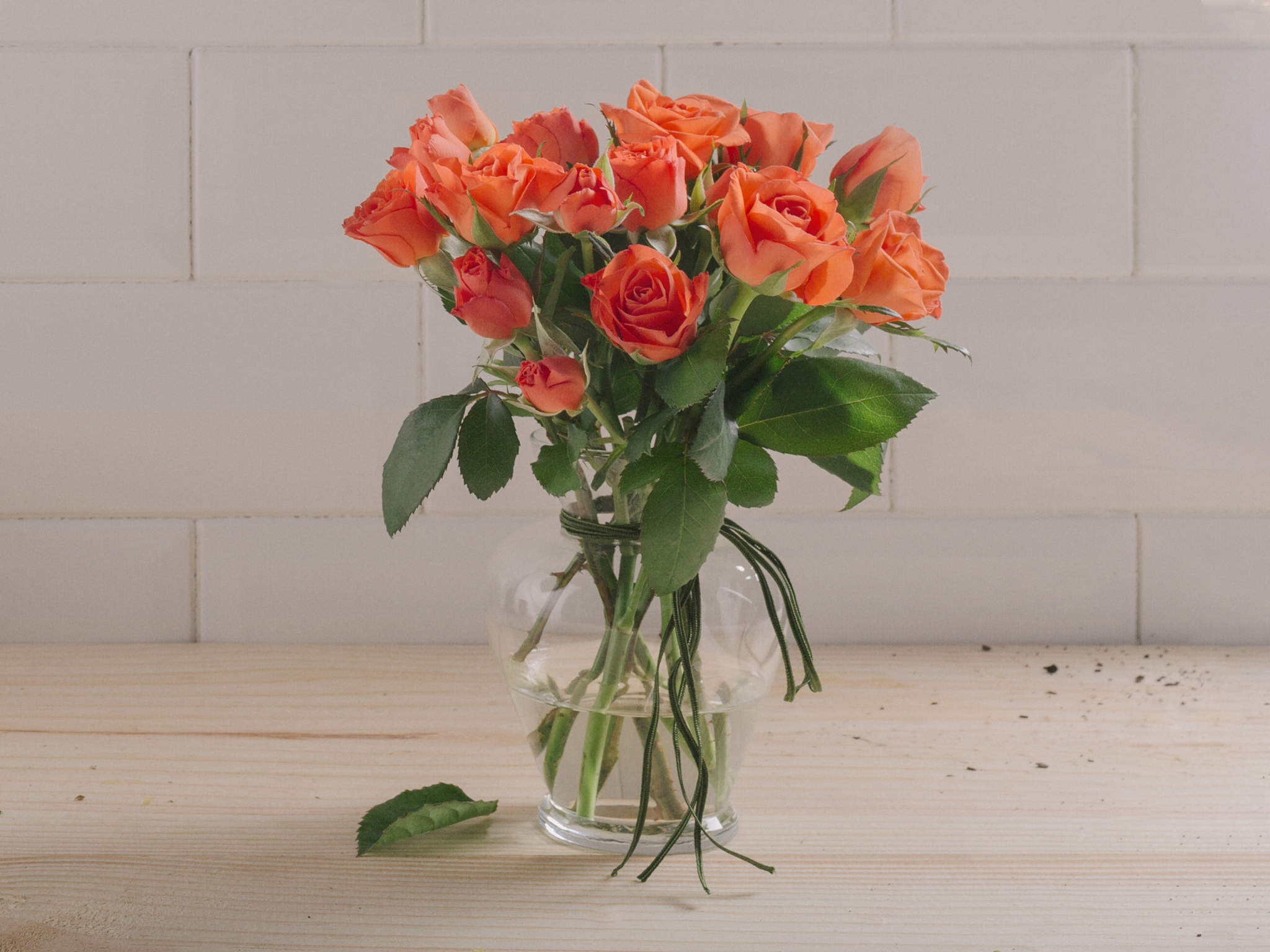 Arranjo de Rosas Laranjas em Vaso Para Entrega