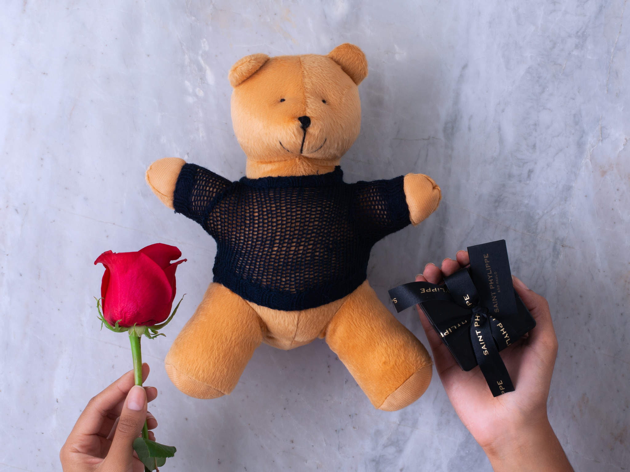 Rosa Vermelha com Chocolate e Urso de Pelúcia Para Entrega