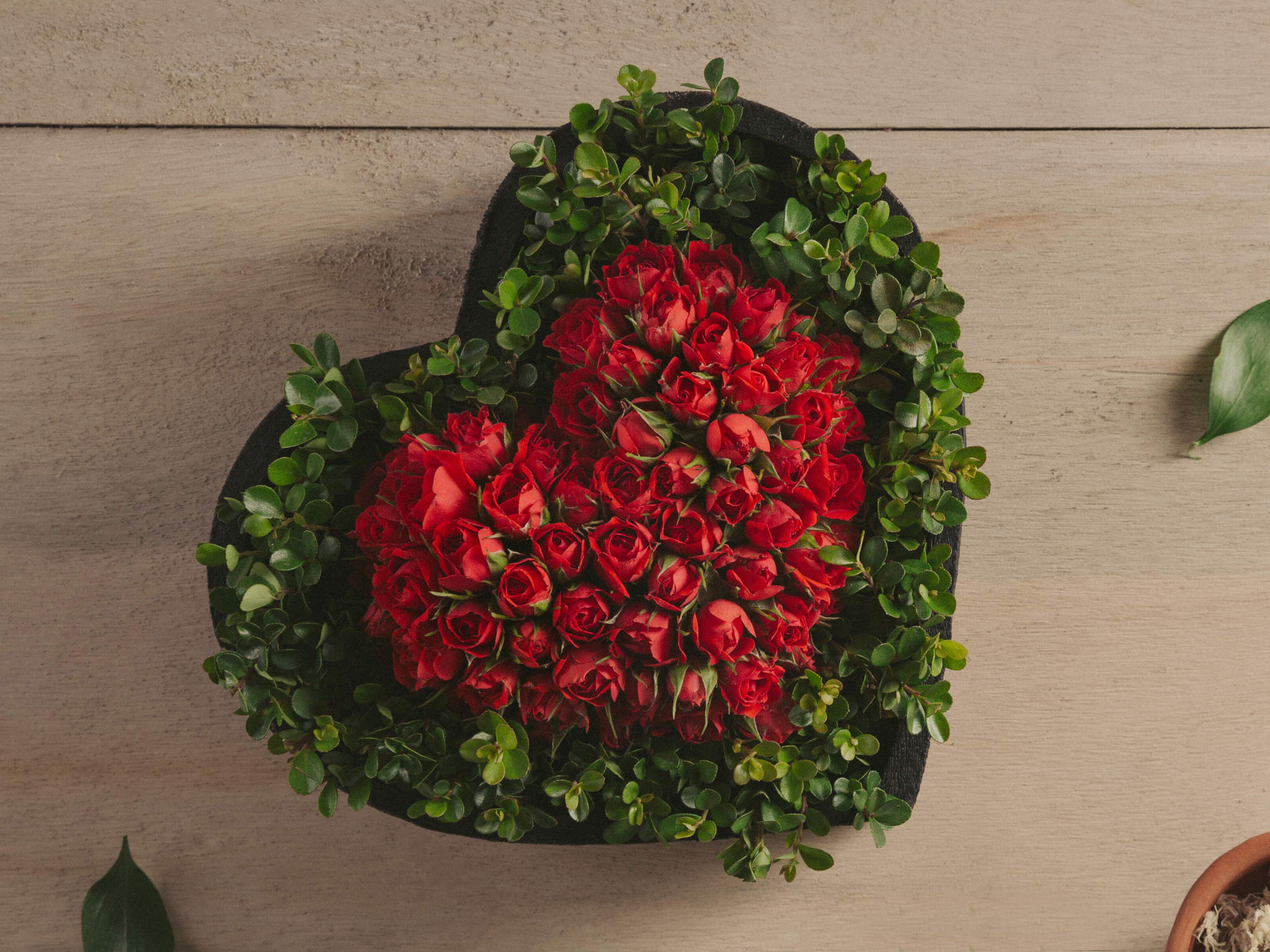 Em Nosso Jardim Arranjo de Rosas Vermelhas em Formato de Coração Para Entrega