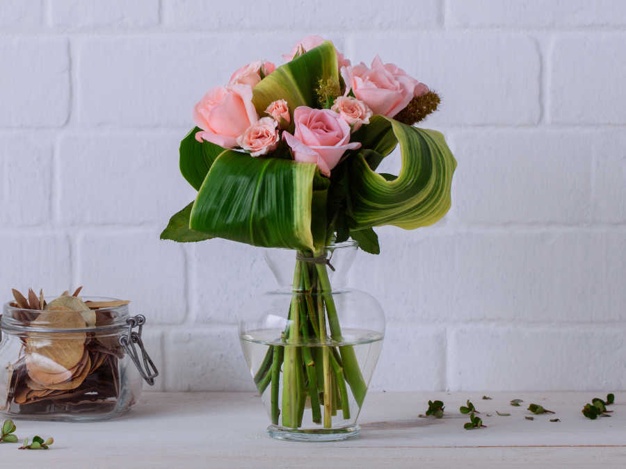 Arranjo de Rosas Rosadas em Vaso Para Entrega