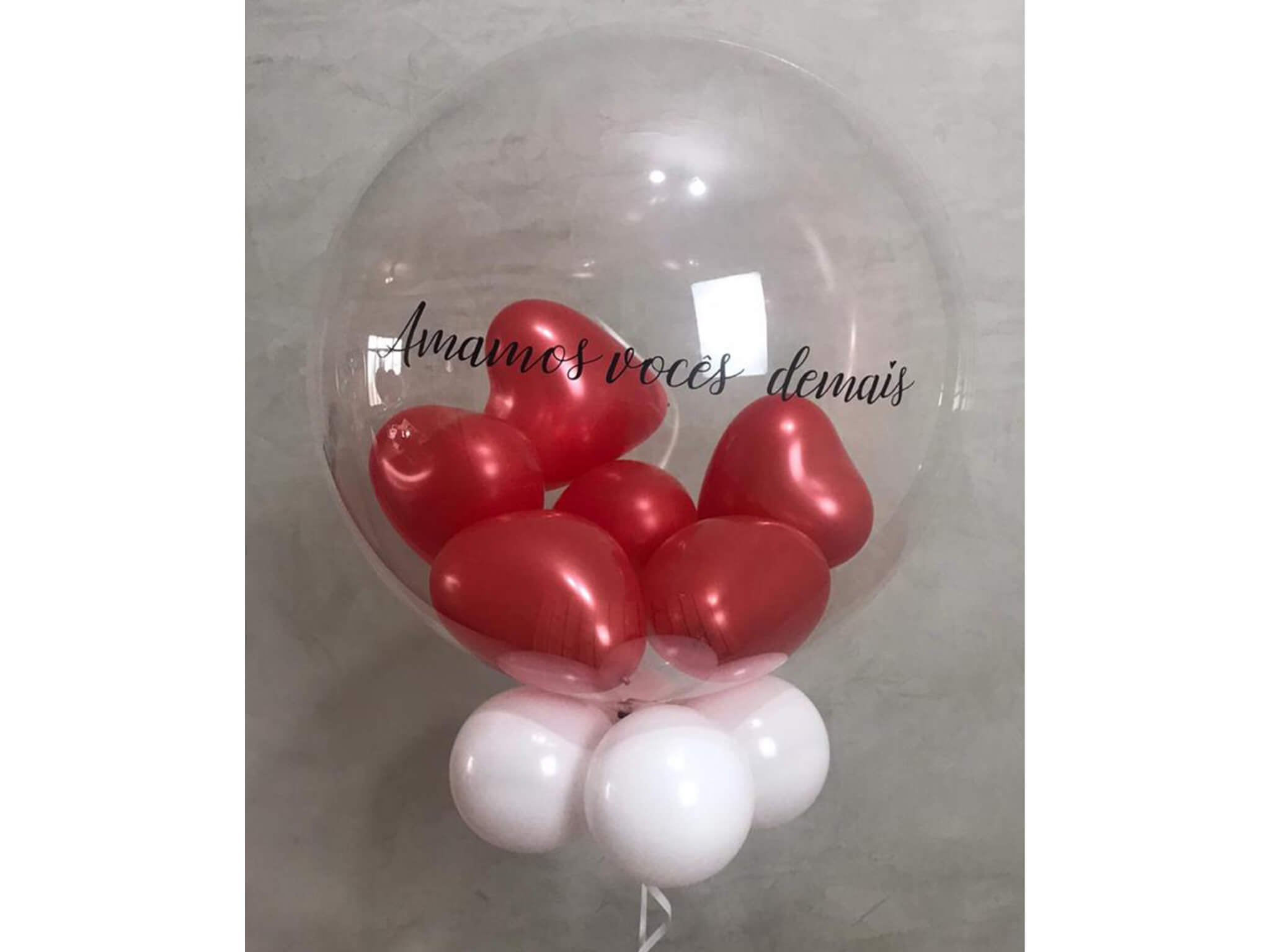 Balão Cristal Bubble Corações Vermelhos